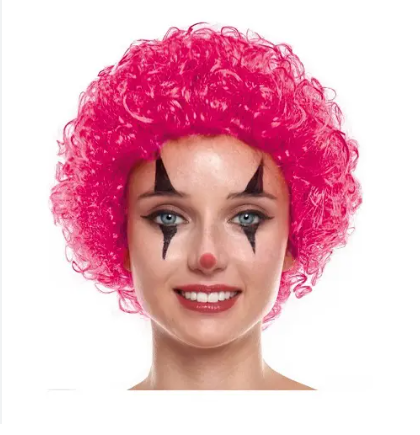Peluca payaso rizada (fucsia) stock limitado