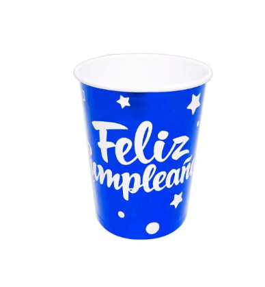 Vasos Feliz Cumpleaños azul oscuro metalicos (pack 10)
