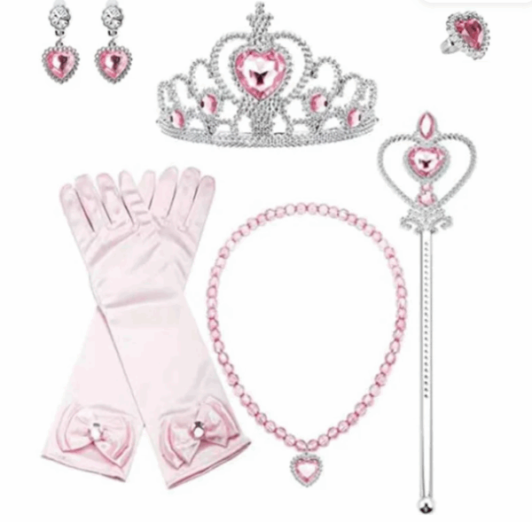 Princesa Pack rosado (Corona, varita Magica, Guantes, Anillos, Aretes y Collar) disfraz accesorio (limited edition)