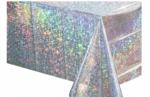 Mantel plateado glitter iridiscente party (137cm x 183cm) (tornasol) (escarchado)
