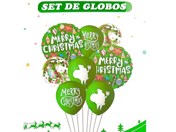 Pack 8 globos Merry Crhistmas (xmas - Navidad) con helio