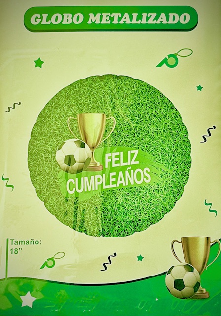 Globo Feliz cumpleaños futbol 18" (con helio)