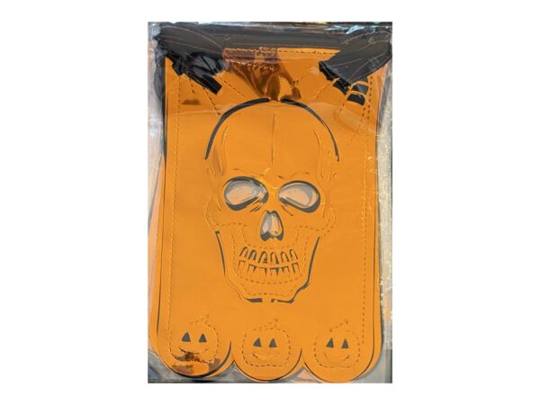 Banderin calaveras cromadas (negro y naranja) (halloween)