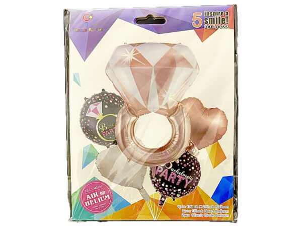 Pack 5 globos anillo compromiso diamante party (con helio)