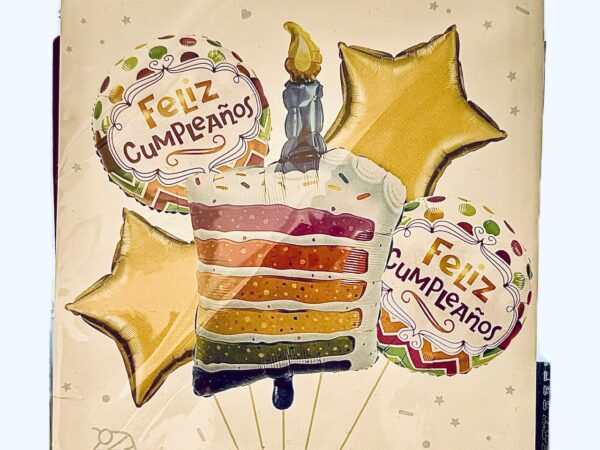 Pack 5 globos Feliz Cumpleaños Cake (helio)