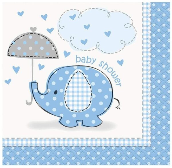Servilletas Baby Shower celeste elefante (pack 16) chicas
