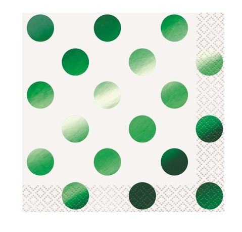 Servilletas puntos verdes metalicos (pack 16)