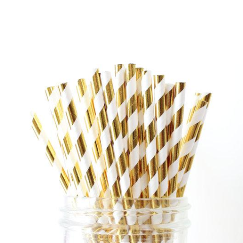 Cañitas dorada y blanco (pack 25)