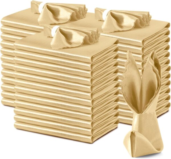 Servilletas de saten festoneadas (dorado) 44cm x 44cm (pack 10)