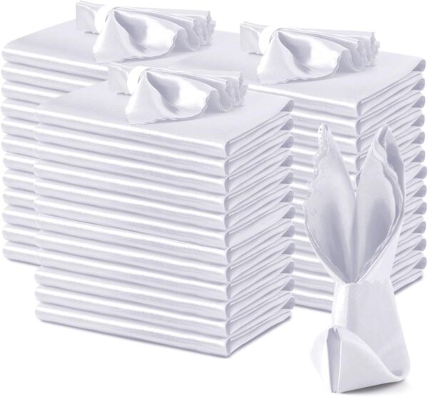 Servilletas de saten festoneadas (blanco) 44cm x 44cm (pack 10)