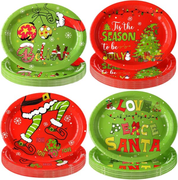 Platos Grinch Xmas (pack 3) Navidad (un diseño x pack ovalado)