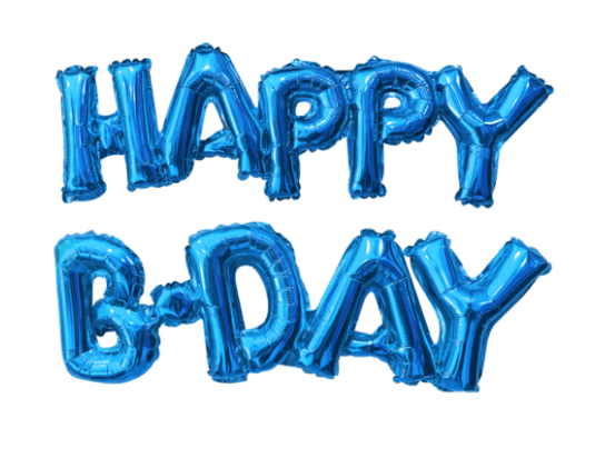 Blister Globos letras Happy B-Day (azul)
