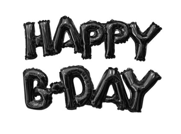 Blister Globos letras Happy B-Day (negro)