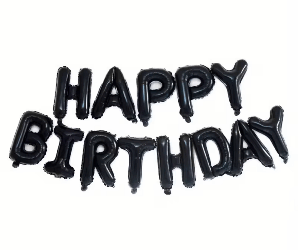 Blister Globos letras Happy Birthday (negro)