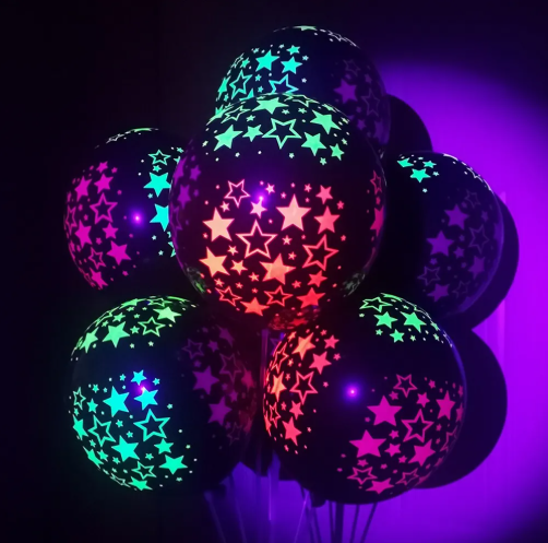 Globo negro neon 14" (con helio) estrellas X1