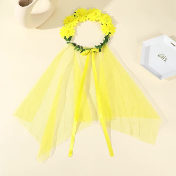 Velo diadema amarillo (imagen referencial y apliques variados) año nuevo