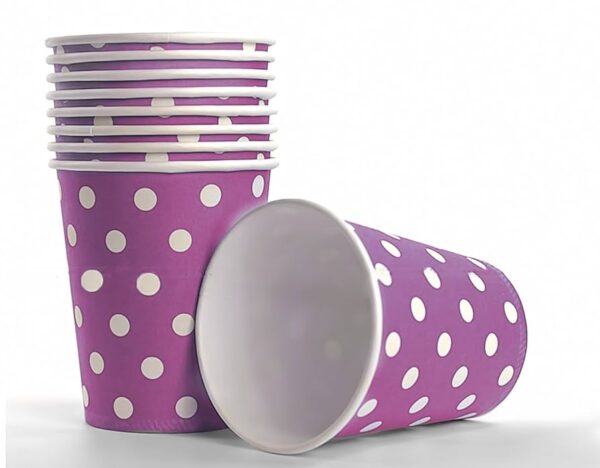 Vasos morados de puntos (pack 10)