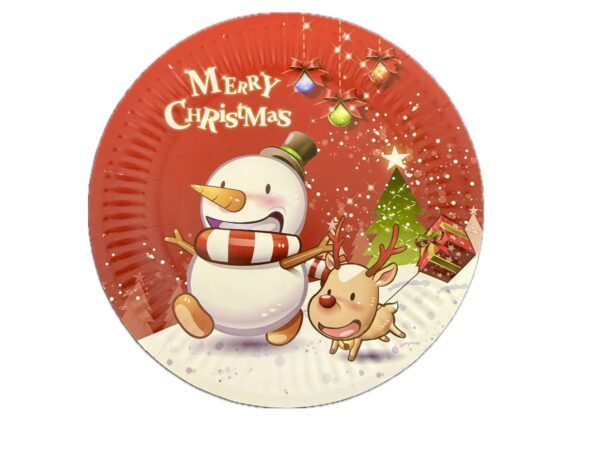 Platos Hombre de nieve Merry Christmas (pack 10)