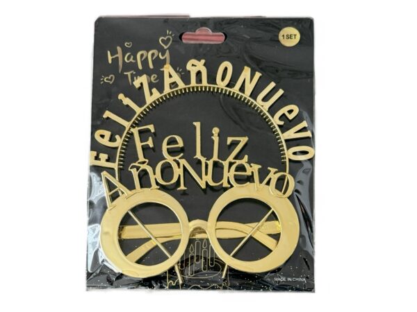 Pack Feliz Año Nuevo lentes y vincha (gold)