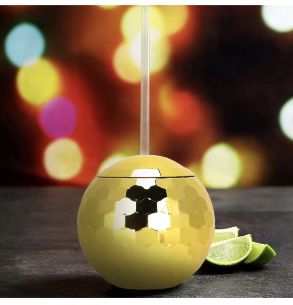 Vaso disco bola party tomatodo con sorbete gold (20oz) dorada