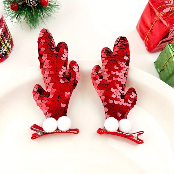 Clips Adornos Navidad glitter (con ganchitos) (diseños variados por par)