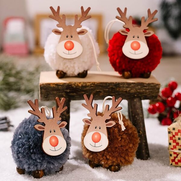 Pompon Reno Navidad adorno (color al azar)