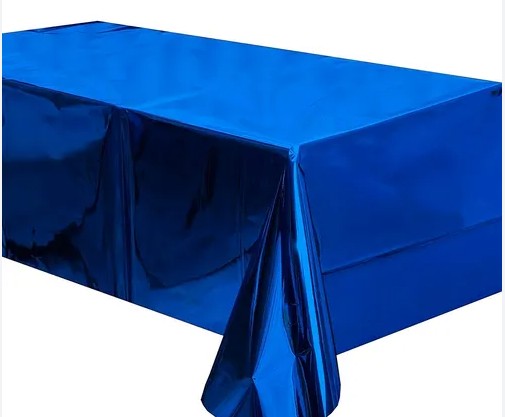 Mantel cromado o metalico azul (137cm x 183cm)