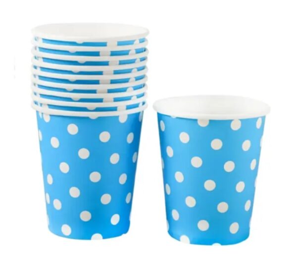 Vasos celeste de puntos (pack 10)