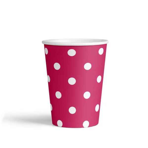 Vasos fucsia de puntos (pack 10)