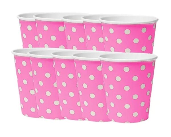 Vasos rosado de puntos (pack 10)