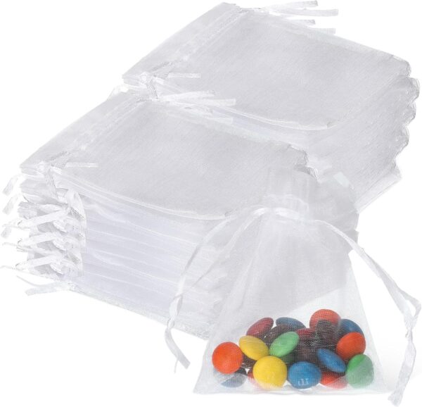 Bolsas de organza blanca 10cm x 7.5cm (pack 10)