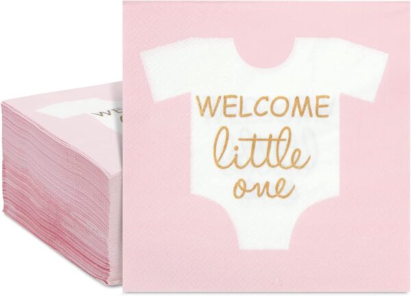 Servilletas Welcome little one (pack 10) (baby shower) rosado