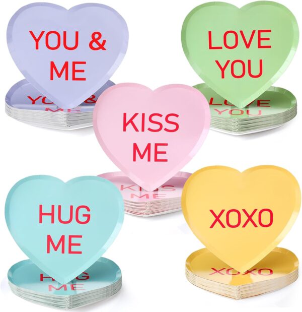 Platos corazones pastel frases (pack 5) (1 diseño x pack)
