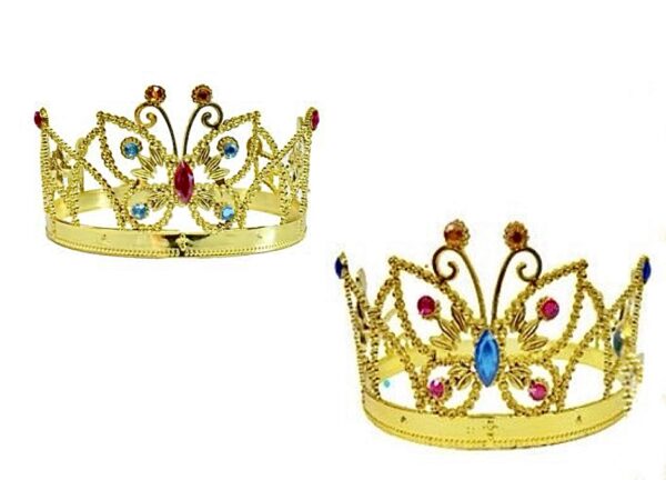 Corona dorada mariposa 13 piedras (colores variados)