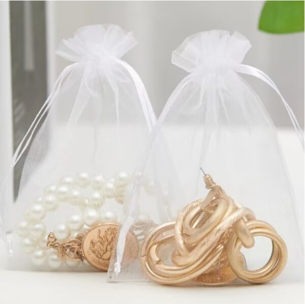 Bolsas de organza blancas 14cm x 9.5cm (pack 10)