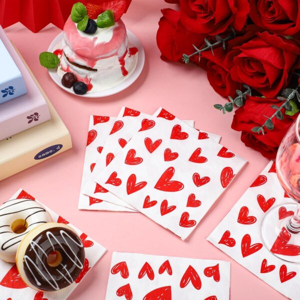 Servilletas corazones rojos dibujados (pack 10)