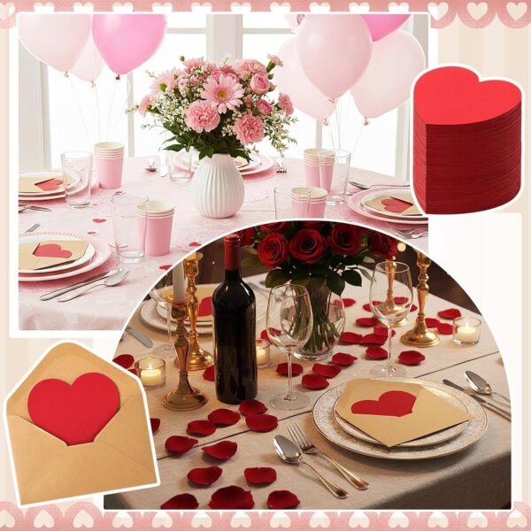 Tarjeta San Valentin (sobre kraft / tarjeta de corazon rojo) amor (10.5cm x 7cm)