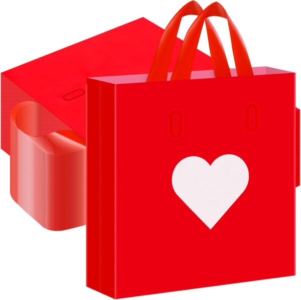 Bolsas rojas corazon blanco (plastico) (25cm x 35cm x 10cm ancho) (pack 4)