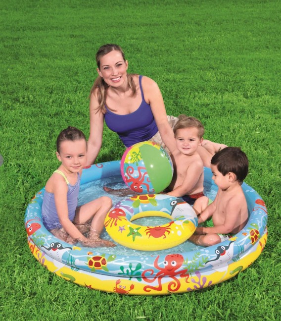 Piscina Inflable Infantil Redonda 122cm x 20cm 137L + Flotador + Pelota Inflable (verano)