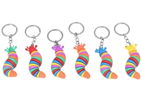 Llaveros gusano multicolor small (pack 2)