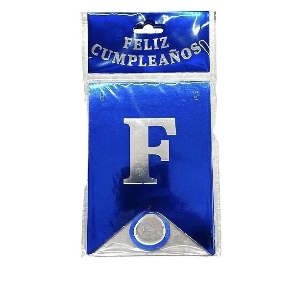 Banderin metalico Feliz cumpleaños (azul)