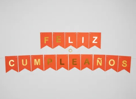 Banderin Feliz Cumpleaños (naranja fosforescente)