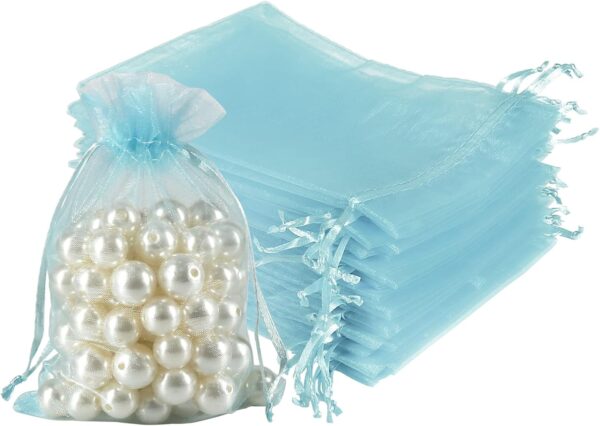 Bolsas de organza celeste 10cm x 15cm (pack 10)
