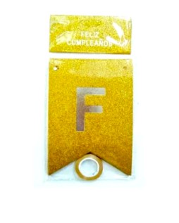 Banderin metalico Feliz cumpleaños (dorado) escarchado