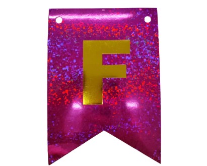 Banderin metalico Feliz cumpleaños (fucsia holografico)