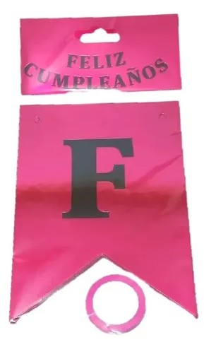 Banderin metalico Feliz cumpleaños (fucsia)