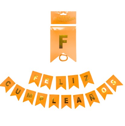 Banderin Feliz Cumpleaños (naranja neon)