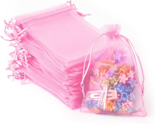 Bolsas de organza rosa 10cm x 15cm (pack 10)