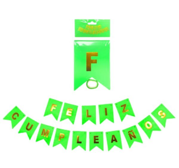 Banderin Feliz Cumpleaños (verde neon)