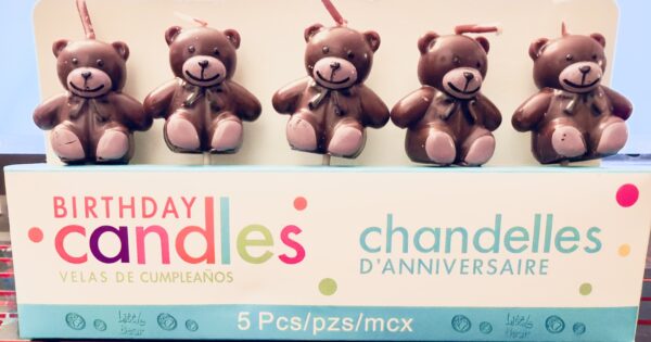 Velas osito morado (pack 5)